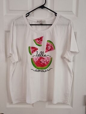 Heritage Charm Watermelon 2XL "HelloSummer" Graphic T-Shirt (b100)